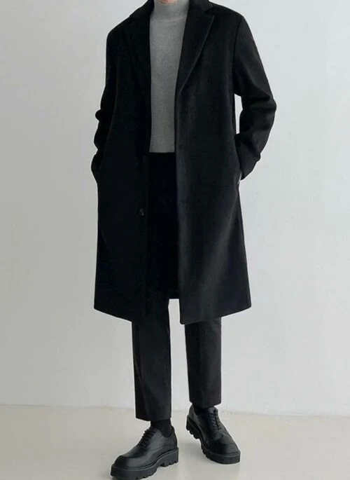 Wool Blend Coat British Style Outerwear