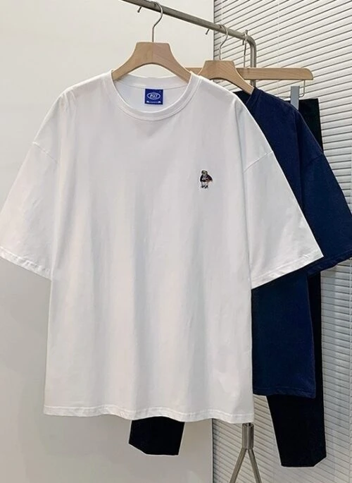 Bear Embroidered Cotton T-Shirt