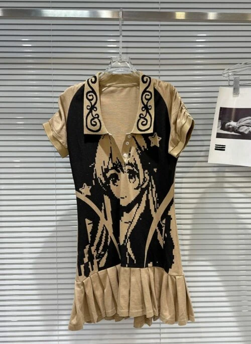 Beige Anime Collared Dress | Shuhua – (G)I-DLE