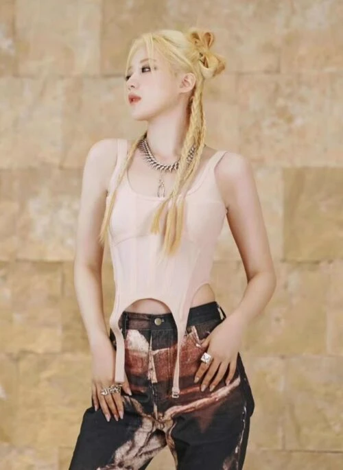 Beige Buckle-Strap Bustier Top | Shuhua – (G)I-DLE
