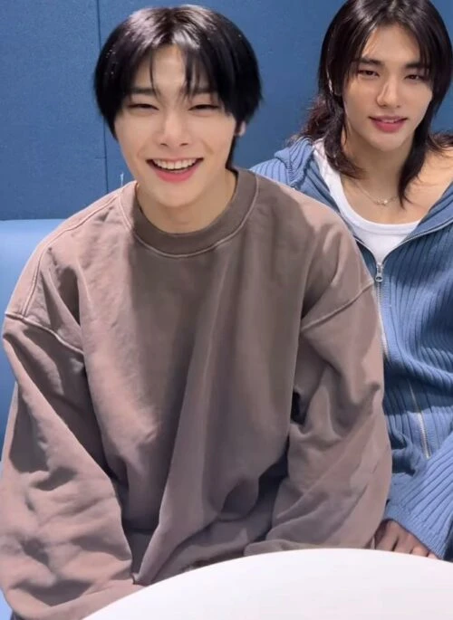 Beige Vintage-Wash Drop-Shoulder Sweatshirt | Jeongin – Stray Kids