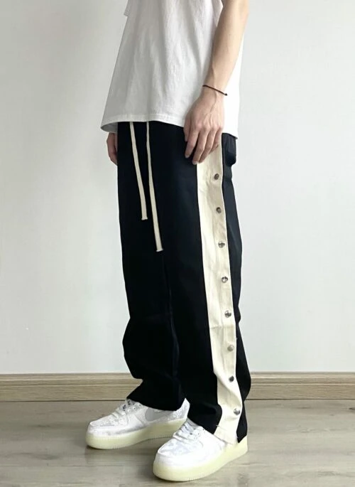 Black And White Snap Side Buttons Pants | Minghao – Seventeen