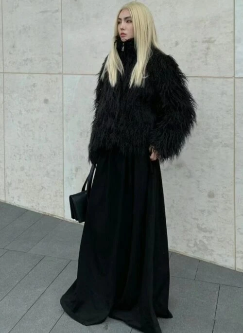 Black Faux Fur Jacket | Jin – BTS