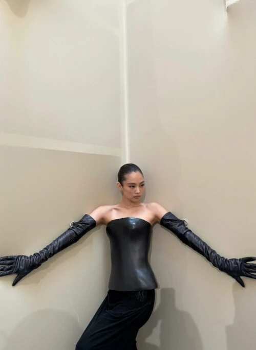 Black Faux Leather Tube Top | Jennie – BlackPink