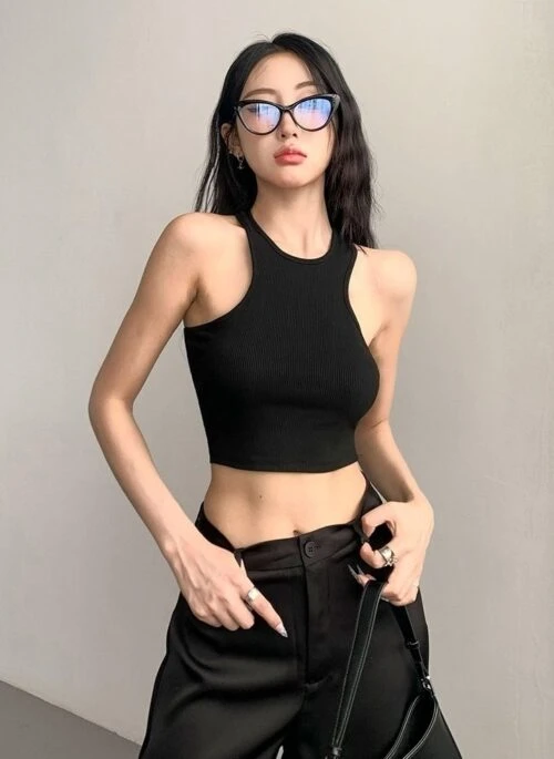 Black Razorback Crop Top | Ningning - Aespa