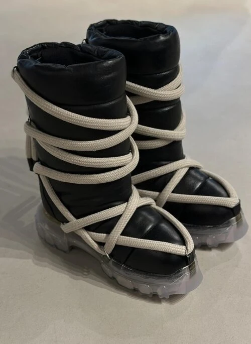 Black Rope-Wrapped Winter Boots | Giselle – Aespa