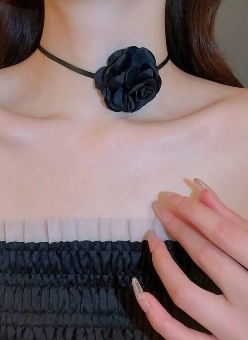 Black Rose Flower String Choker | Shuhua – (G)I-DLE