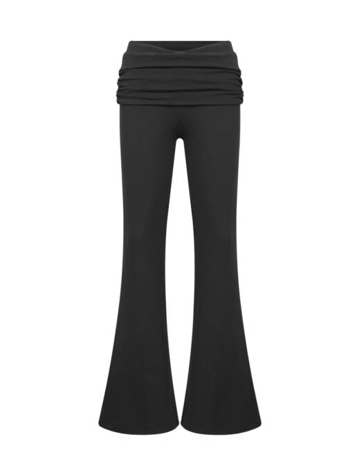 Black Ruched-Waist Flare Pants | Asa – BabyMonster