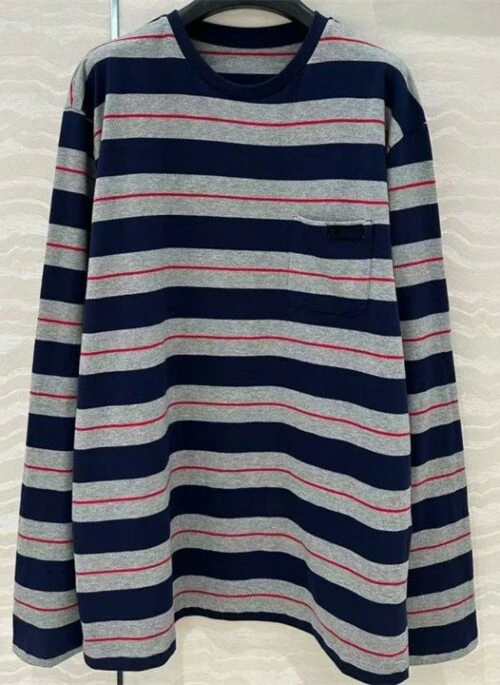Blue And Grey Striped Long Sleeve T-Shirt | Seulgi – Red Velvet