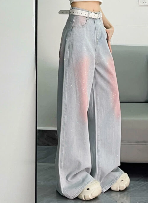 Blue And Pink Ombre Sparkly Jeans | Ningning – Aespa