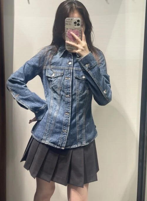 Blue Cinch Waist Denim Jacket | Jennie – BlackPink