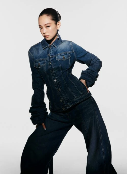 Blue Cinch Waist Denim Jacket | Jennie – BlackPink
