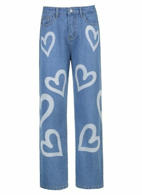 Blue Multiple Hearts Graffiti Jeans | Hyunjin – Stray Kids