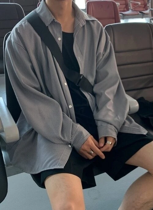 Blue Striped Casual Loose Shirt