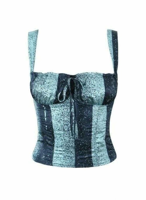 Blue Two-Tone Stripe Bustier Top | Chiquita - BabyMonster