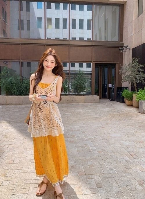 Bohemian Style Beach Holiday Maxi Dress Set