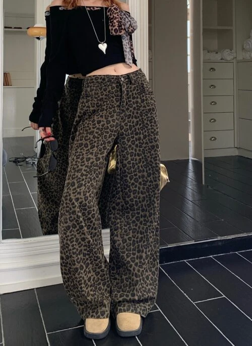 Brown Leopard Wide Leg Jeans | Yuna - ITZY