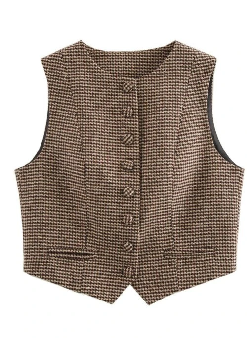 Brown Vintage Houndstooth Vest | Ruka – BabyMonster