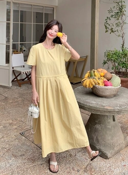 Casual Drawstring Waist Shirt Dress For Summer