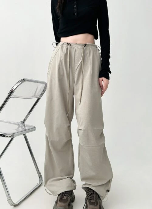 Casual Loose Fit Wide Leg Work Pants