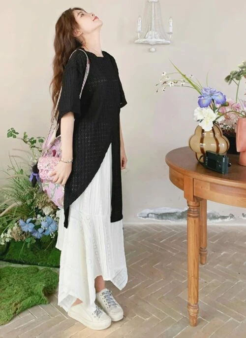 Chic Asymmetrical Skirt And Top Set