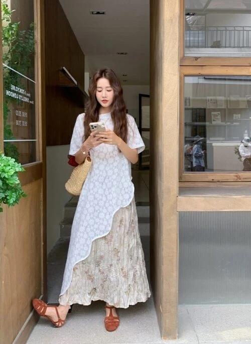 Chic French Style Irregular Top And Skirt Set