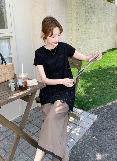 Chic Hollow Out Fashion Cover Up Pants Set
