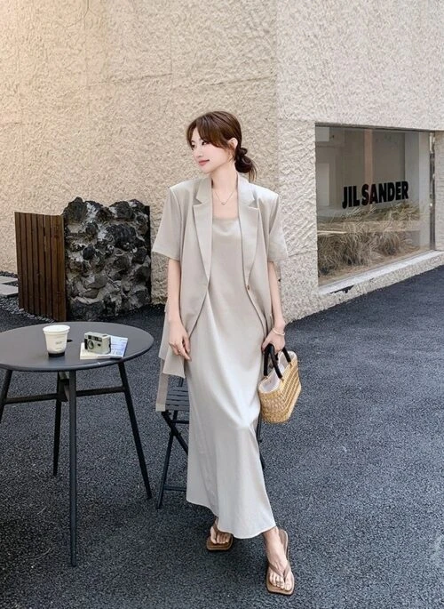 Chic Summer Blazer And Dress Set