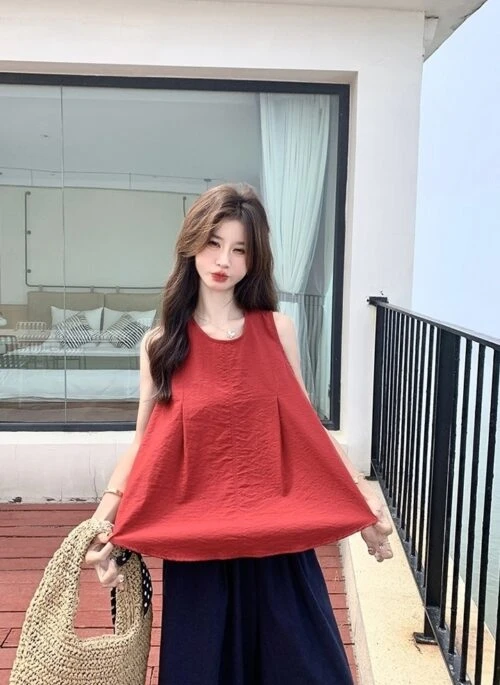 Color Block V Neck Wide Leg Pants Set