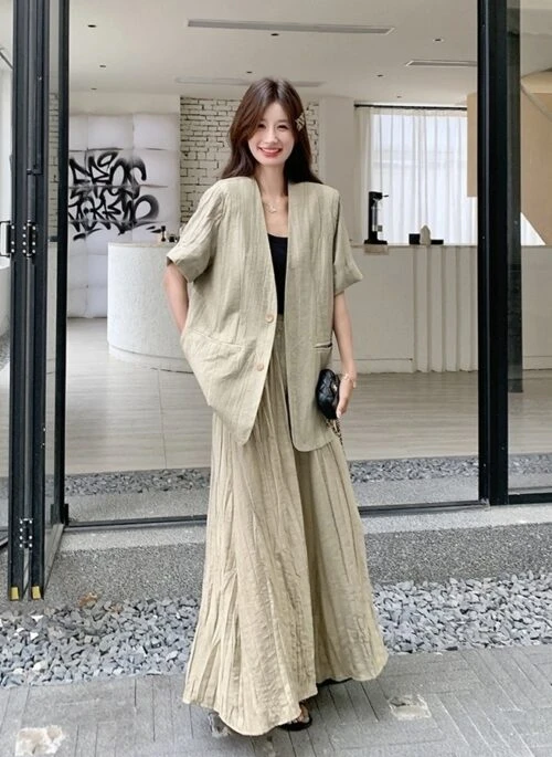 Elegant Blazer And Skirt Office Set