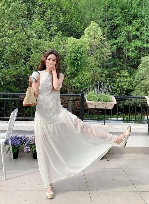 Elegant Casual Waist Slimming French Style Maxi Dress