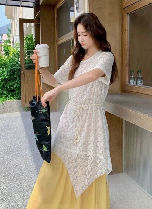 Elegant French Style Irregular Hem Dress Set