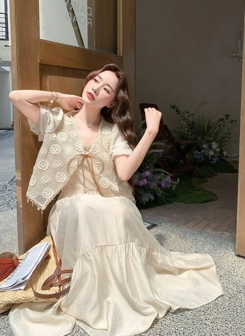 Elegant Lace Camisole Dress Set