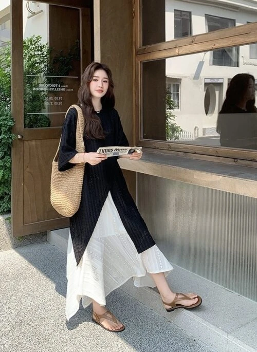 Elegant Layered Split Hem Skirt Set