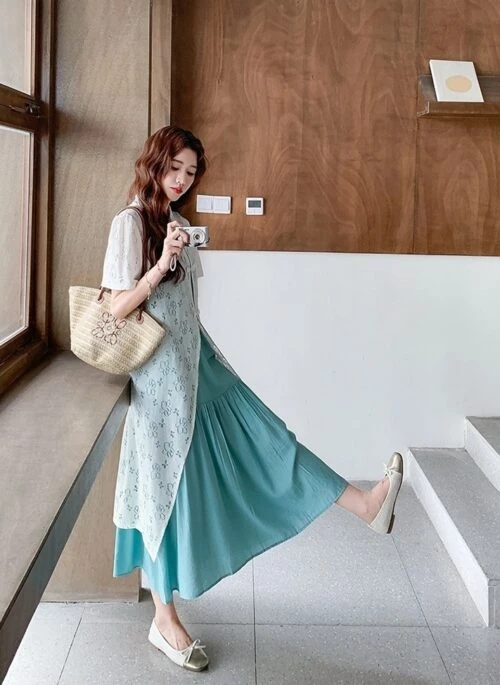 Elegant Mandarin Collar Layered Dress Set