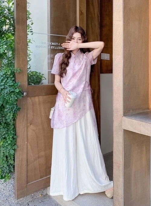 Elegant Modern Chinese Style Two Piece Outfit