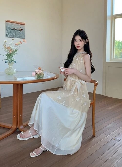 Elegant Off Shoulder Halter Vacation Maxi Dress
