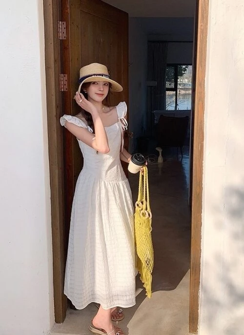 Elegant Ruffle Strap Flowy Vacation Maxi Dress