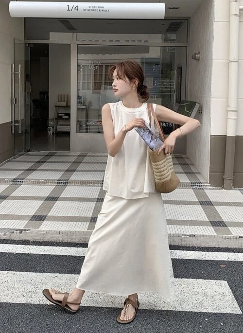 Elegant Sleeveless Vest And Skirt Fashion Set