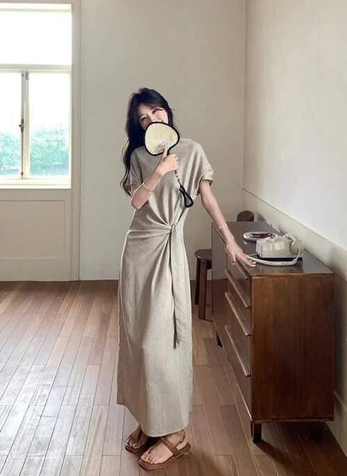 Elegant Waist Slimming Casual French Style Maxi Dress