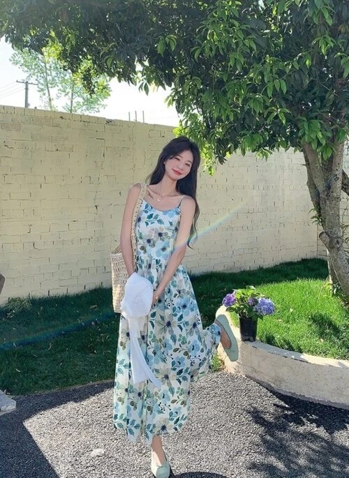 Floral Print Sleeveless Dress Lightweight Cardigan Set