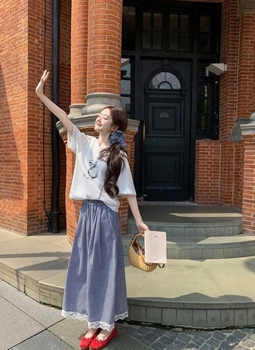 Floral Print T Shirt Lace Wide Leg Pants Set