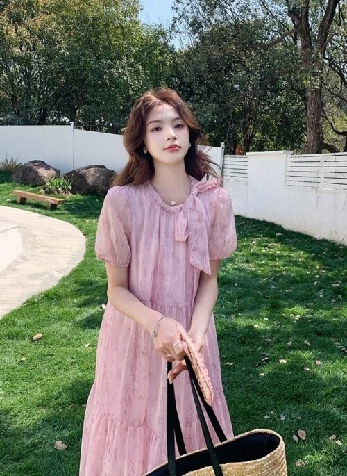 Floral Puff Sleeve Summer Vacation Maxi Dress