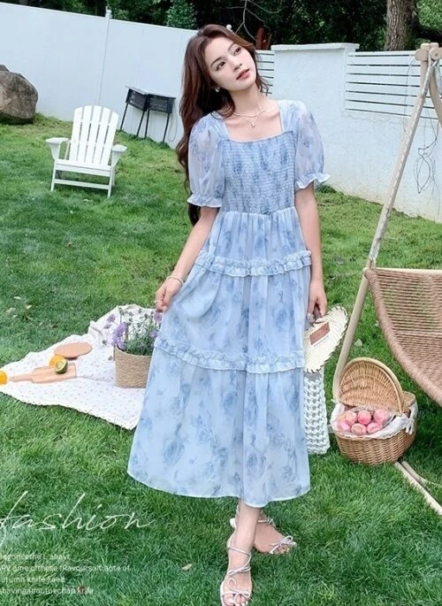 Floral Sweet Vacation Style Slimming Maxi Dress
