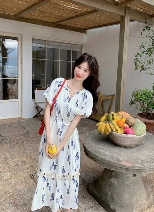 Floral Tassel Vacation Style Loose Fit Dress