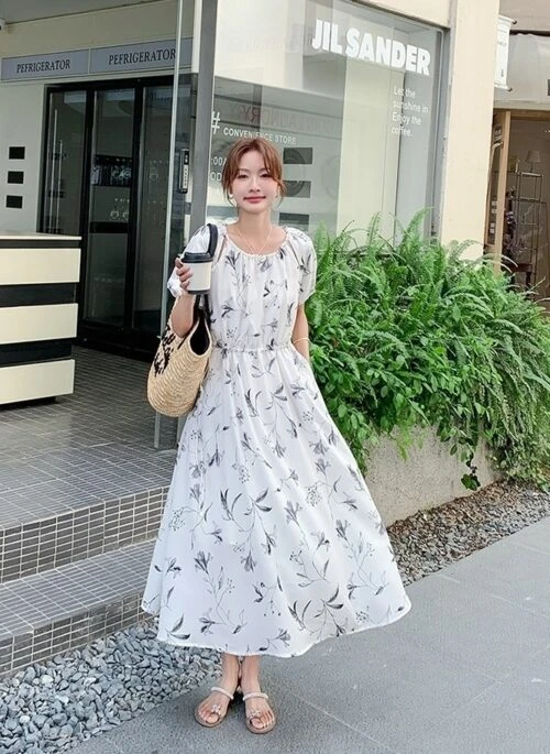 Floral Vintage Midi Dress With Elegant A Line Style