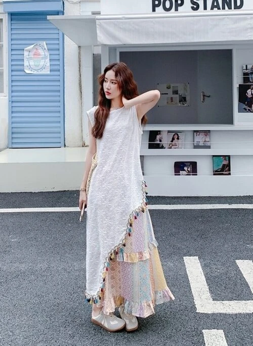 French Lace Embroidered Irregular Skirt Set