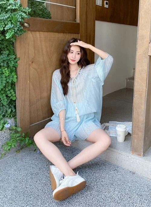 French Style Casual Relaxed Shorts Vacation Set