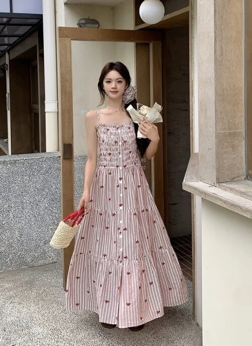 French Sweet Style Red Dress And Top Set
