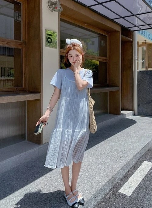 Fresh Lace Sleeveless Dress Set Summer Style